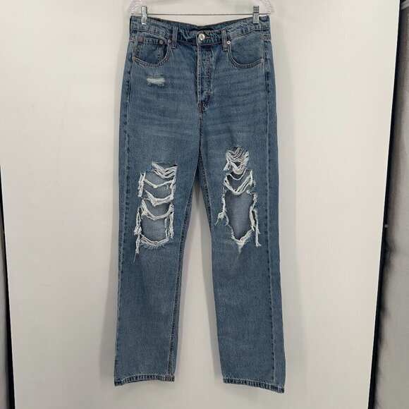 Aeropostale 90'S Baggy Ripped Distressed DenimJeans Women's Straight Leg Size 10 - Picture 1 of 11